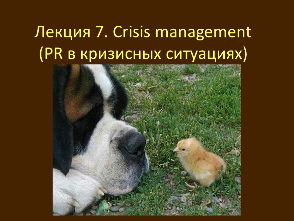 Лекция 7. Crisis management (PR в кризисных ситуациях)
